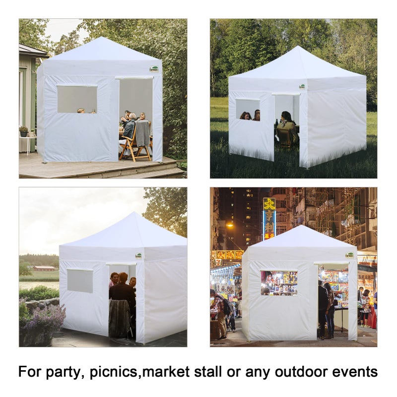 Eurmax USA Full Zippered Walls for 10 x 10 Easy Pop Up Canopy Tent,Enclosure Sidewall Kit with Roller Up Mesh Window and Door 4 Walls ONLY,NOT Including Frame and Top (White) - Image 5